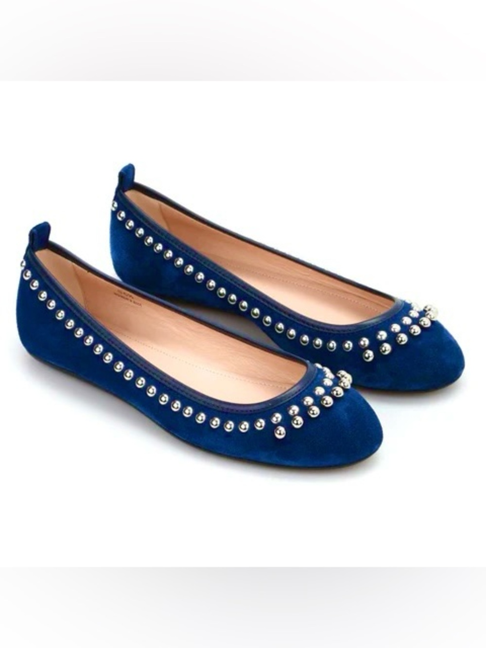 Tod's Blue Suede Studded Ballerina Flats Size 39.5
